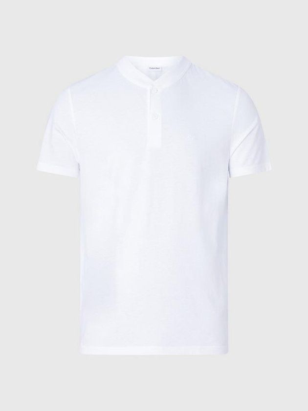 White Calvin Klein Henley Men T-Shirt | BLPR-08932