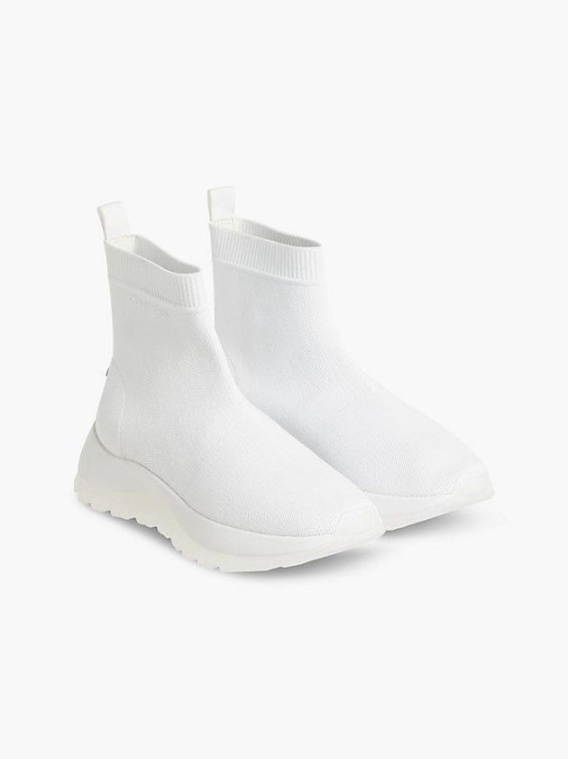 White Calvin Klein High-Top Sock Women Sneakers | LNXH-84356