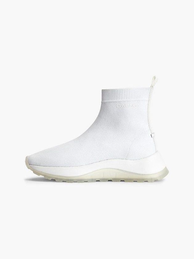 White Calvin Klein High-Top Sock Women Sneakers | LNXH-84356