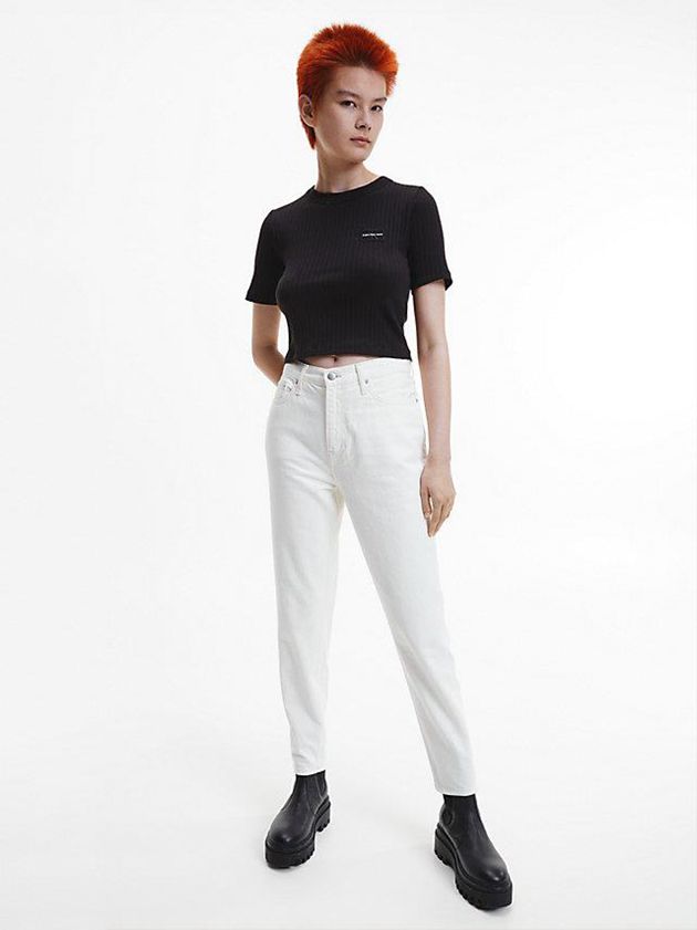 White Calvin Klein High Rise Mom Women Jeans | KRZQ-08641