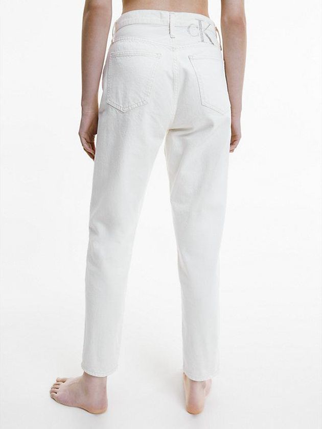 White Calvin Klein High Rise Mom Women Jeans | KRZQ-08641
