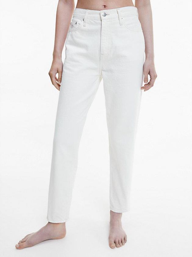White Calvin Klein High Rise Mom Women Jeans | KRZQ-08641