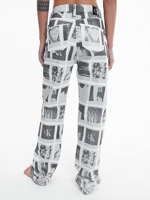 White Calvin Klein High Rise Straight Printed Women Jeans | TQJB-95108
