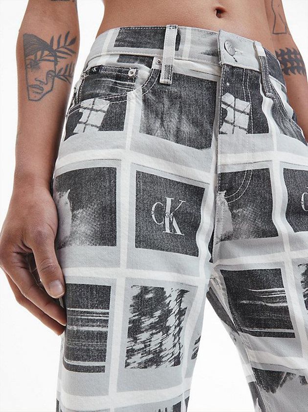 White Calvin Klein High Rise Straight Printed Women Jeans | TQJB-95108