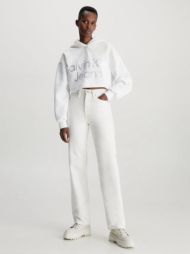 White Calvin Klein High Rise Straight Women Jeans | JPWM-83462