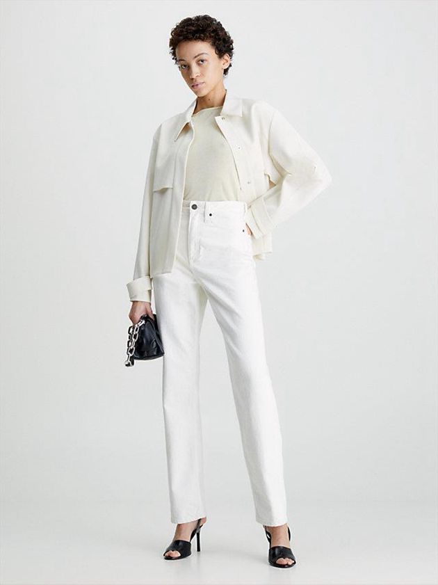White Calvin Klein High Rise Straight Women Jeans | BFUK-12649