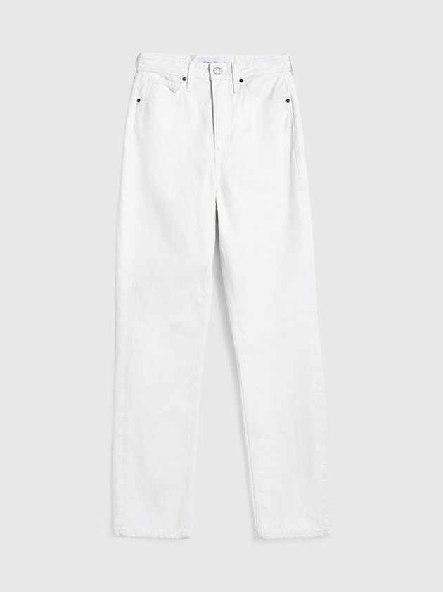 White Calvin Klein High Rise Straight Women Jeans | BFUK-12649