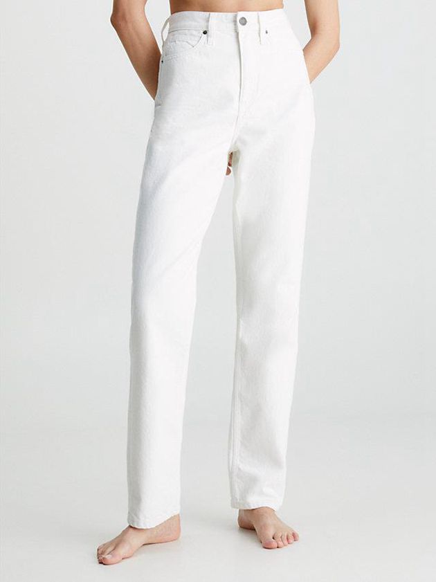 White Calvin Klein High Rise Straight Women Jeans | BFUK-12649
