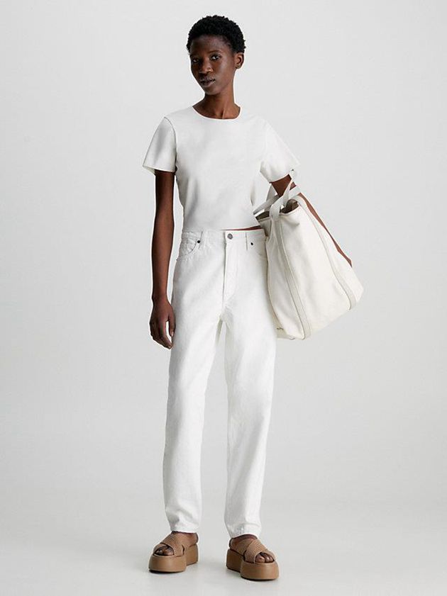 White Calvin Klein High Rise Tapered Women Jeans | HLOA-61357