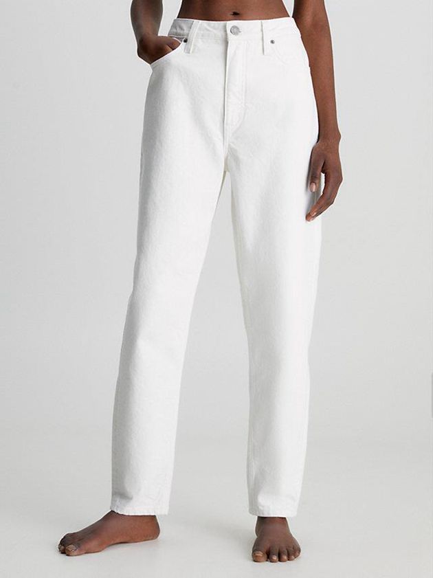 White Calvin Klein High Rise Tapered Women Jeans | HLOA-61357