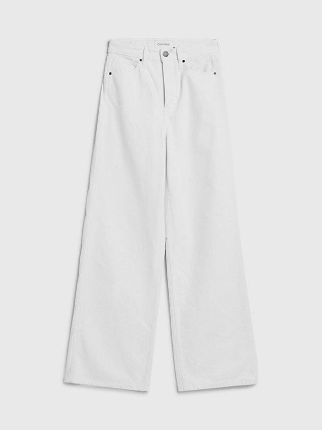 White Calvin Klein High Rise Wide Leg Women Jeans | DVTP-24893