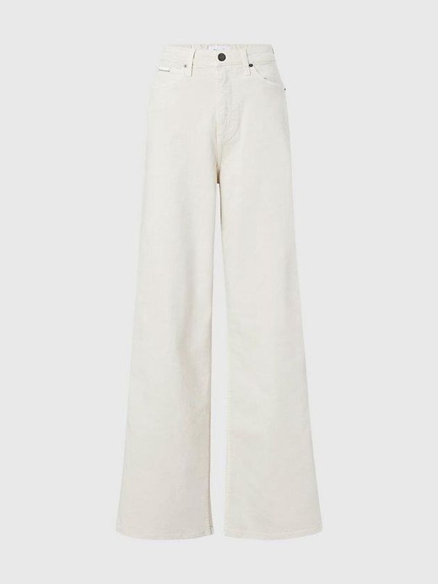 White Calvin Klein High Rise Wide Leg Women Jeans | YJVT-84361