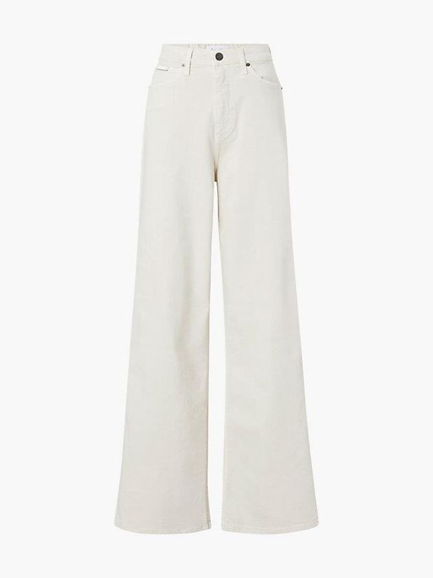 White Calvin Klein High Rise Wide Leg Women Jeans | YJVT-84361