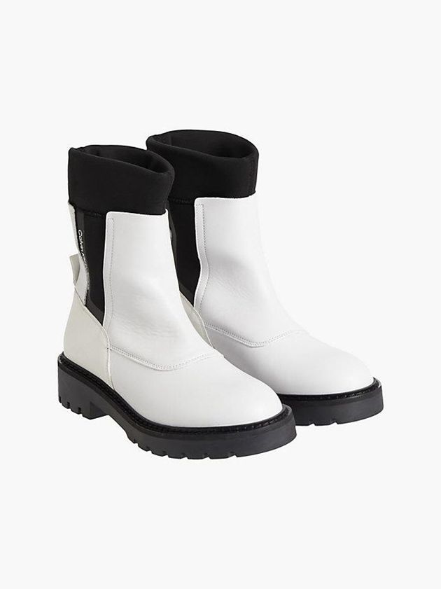 White Calvin Klein Leather Chelsea Women Boots | BXRL-35948