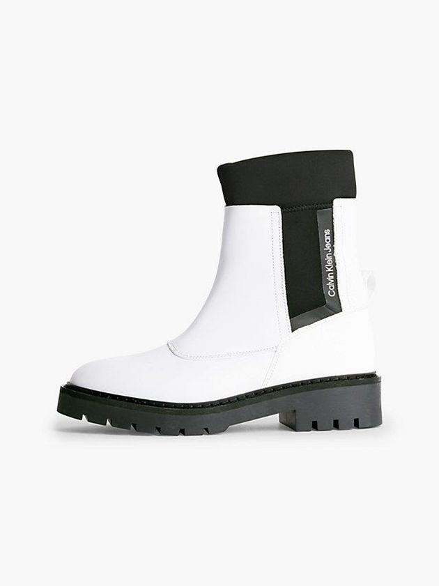 White Calvin Klein Leather Chelsea Women Boots | BXRL-35948