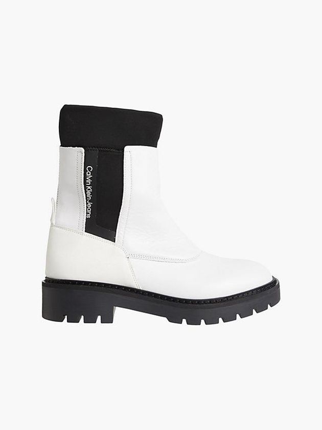 White Calvin Klein Leather Chelsea Women Boots | BXRL-35948