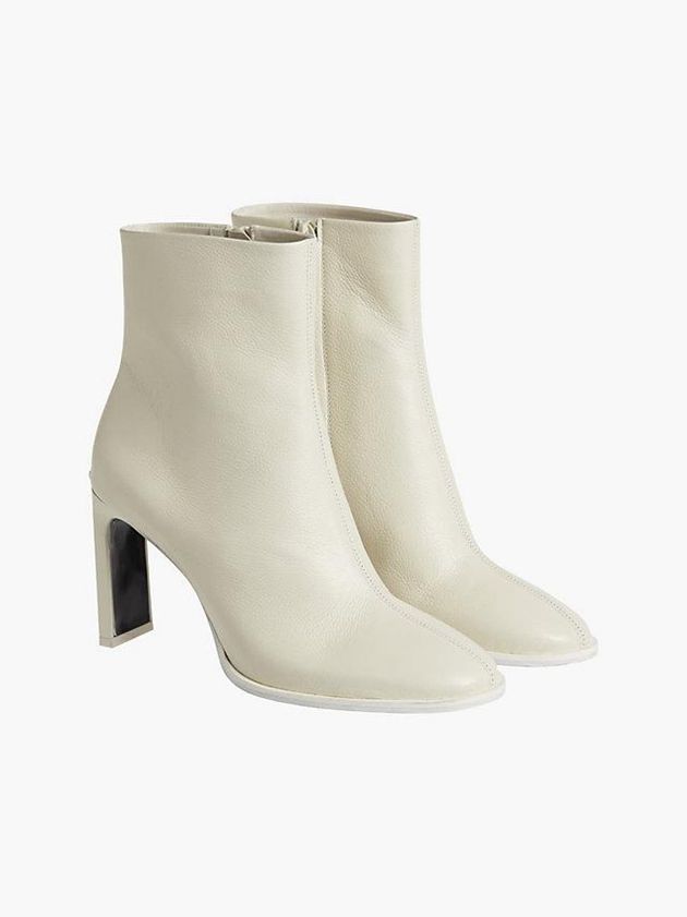 White Calvin Klein Leather Heeled Ankle Women Boots | YHJG-17340