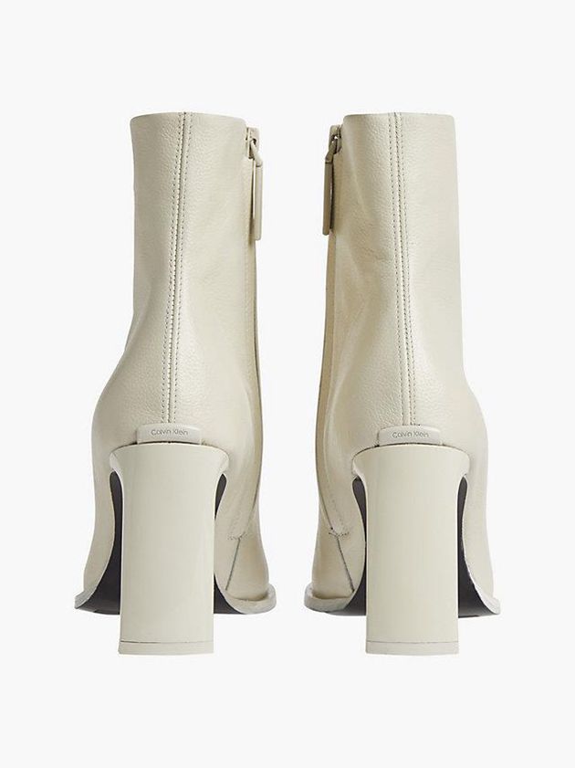 White Calvin Klein Leather Heeled Ankle Women Boots | YHJG-17340
