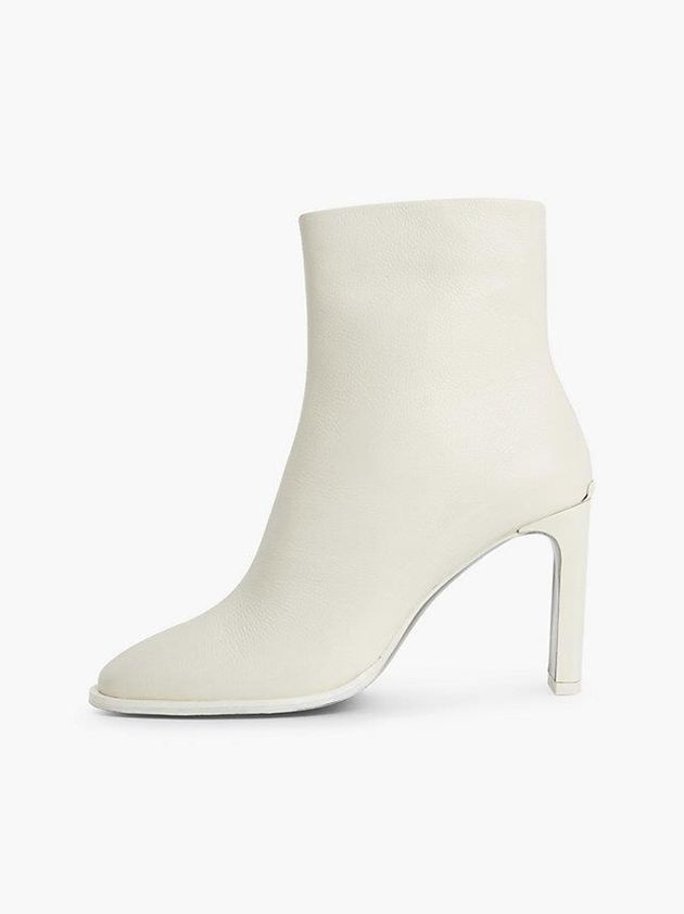 White Calvin Klein Leather Heeled Ankle Women Boots | YHJG-17340