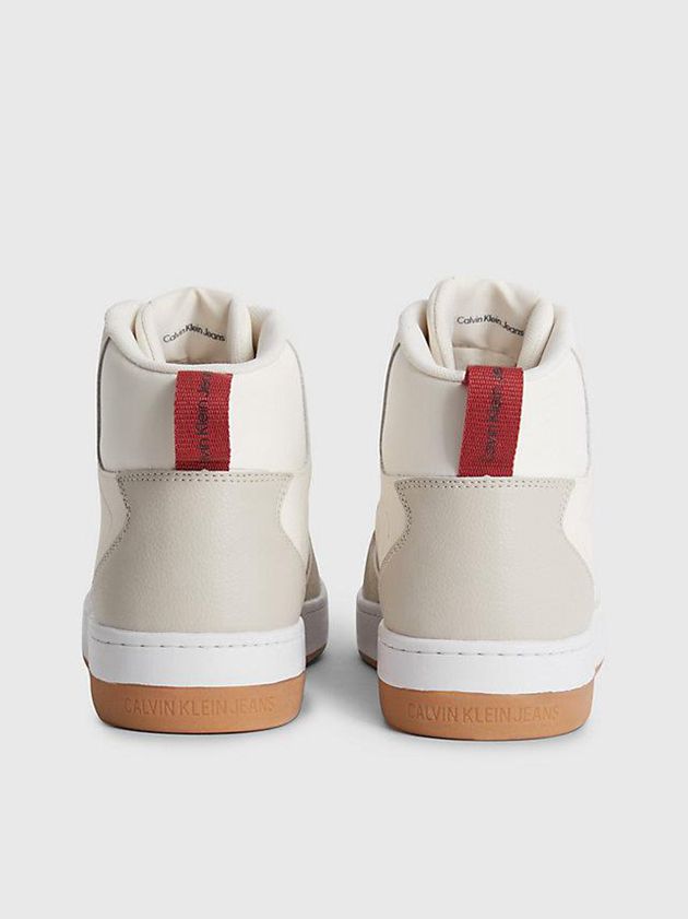 White Calvin Klein Leather High-Top Men Sneakers | ROXL-57064
