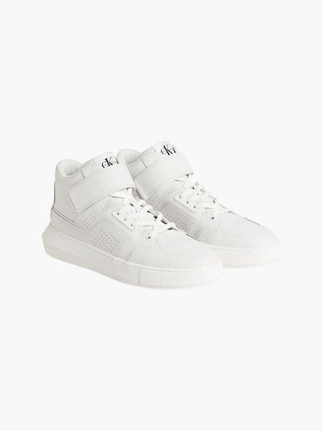 White Calvin Klein Leather High-Top Men Sneakers | GQSF-54186