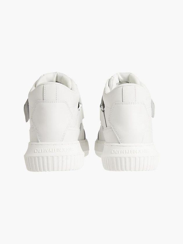 White Calvin Klein Leather High-Top Men Sneakers | GQSF-54186