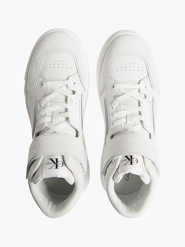 White Calvin Klein Leather High-Top Men Sneakers | GQSF-54186