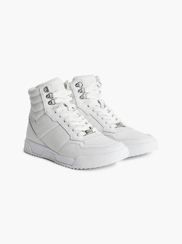 White Calvin Klein Leather High-Top Women Sneakers | AJVB-82469