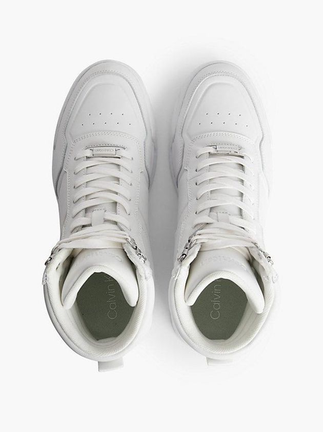 White Calvin Klein Leather High-Top Women Sneakers | AJVB-82469