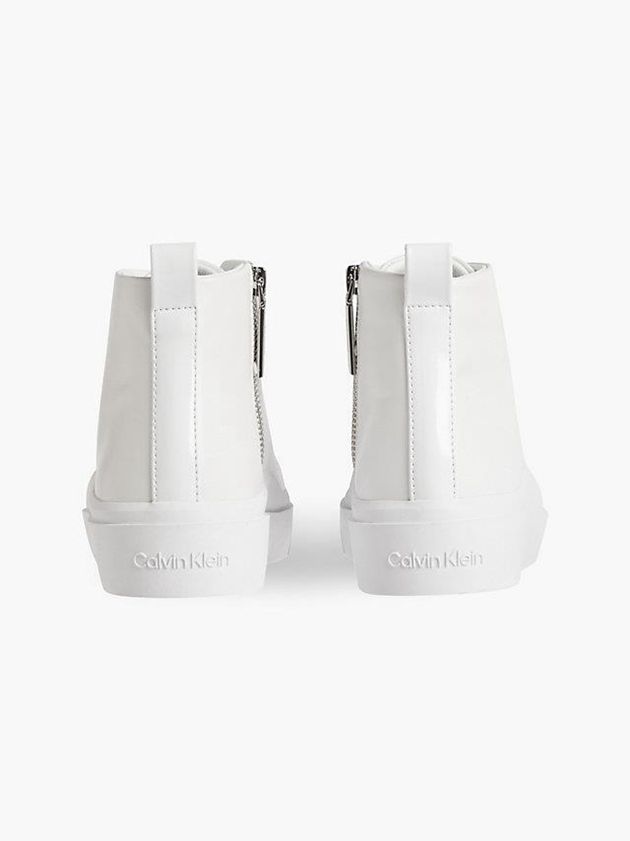 White Calvin Klein Leather High-Top Women Sneakers | LBIN-17238