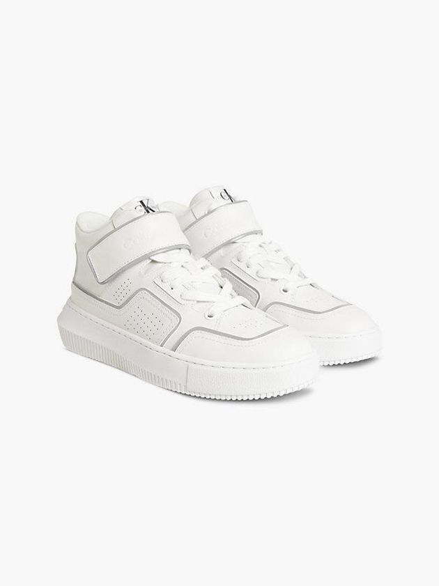 White Calvin Klein Leather High-Top Women Sneakers | GWZR-61074