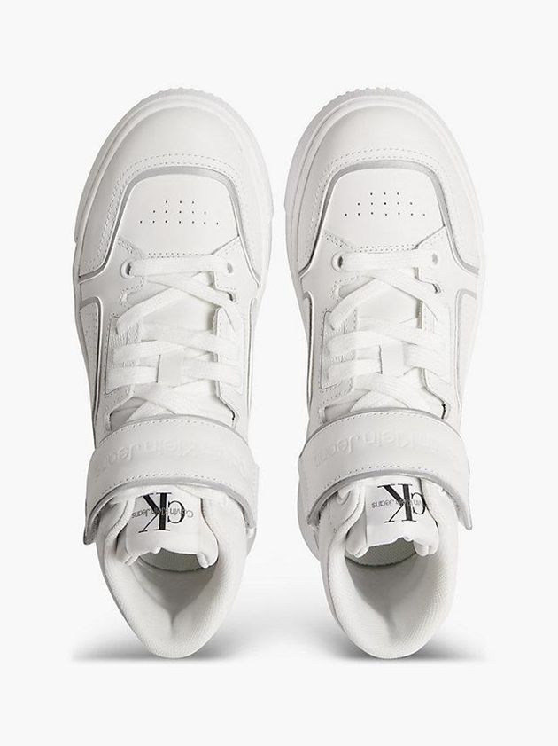 White Calvin Klein Leather High-Top Women Sneakers | GWZR-61074