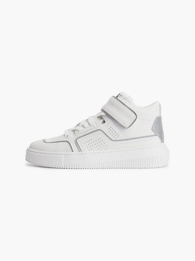 White Calvin Klein Leather High-Top Women Sneakers | GWZR-61074