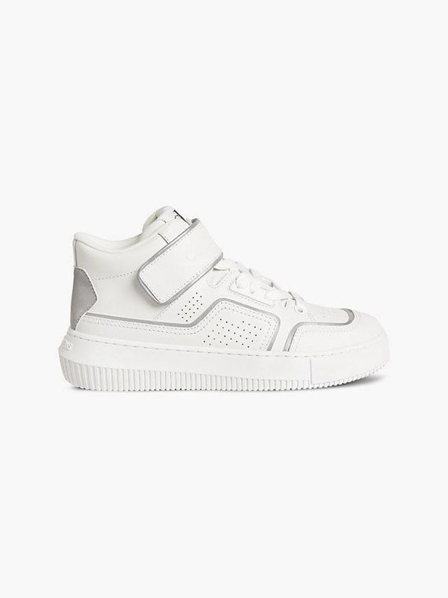 White Calvin Klein Leather High-Top Women Sneakers | GWZR-61074