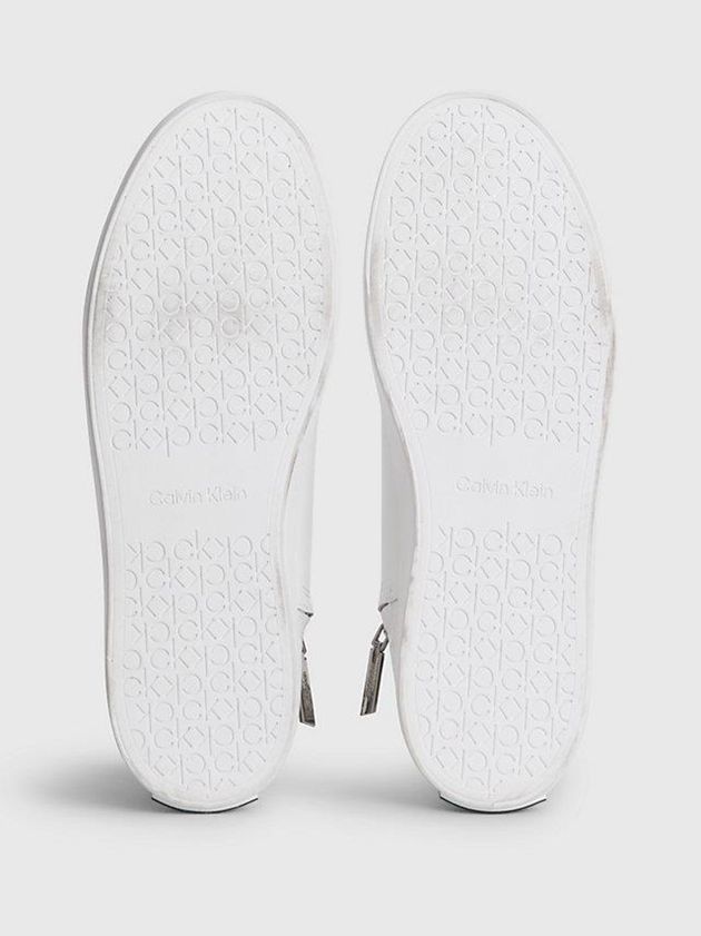 White Calvin Klein Leather High-Top Women Sneakers | RVGM-82639