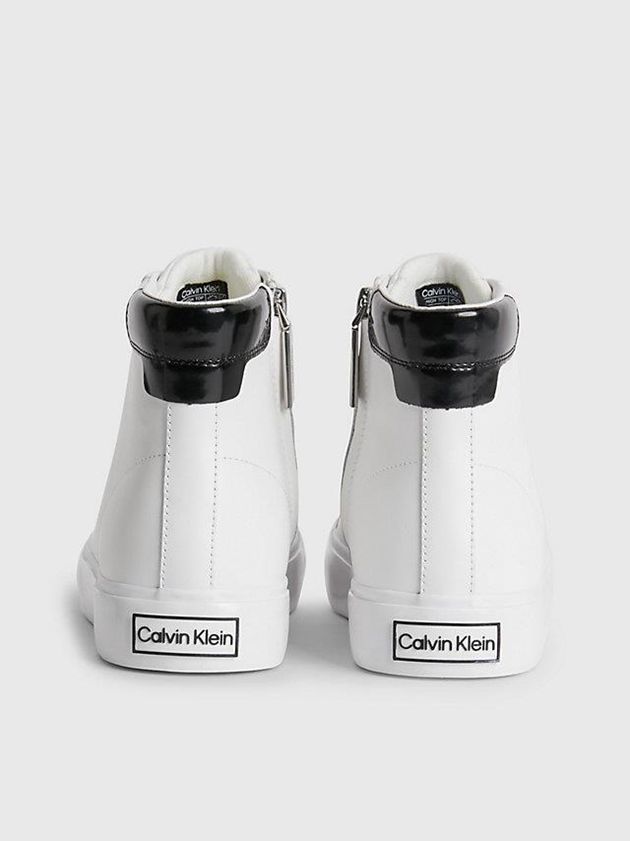 White Calvin Klein Leather High-Top Women Sneakers | BYHV-72391