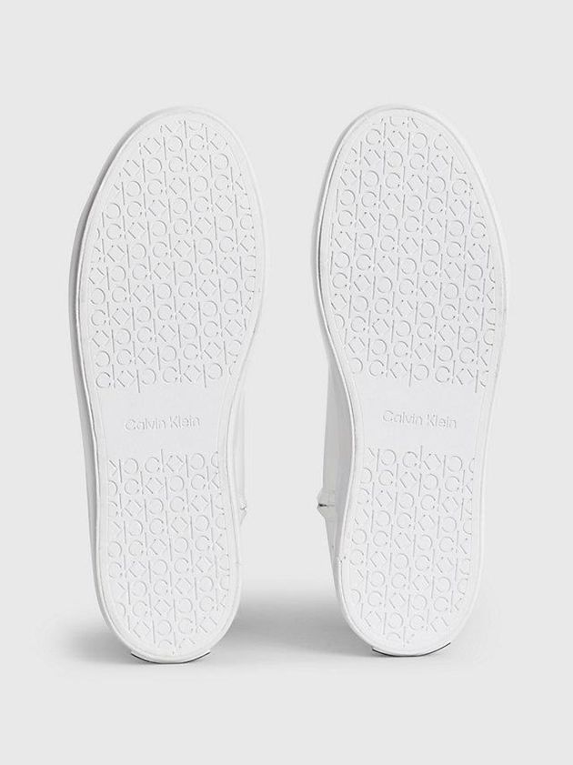 White Calvin Klein Leather High-Top Women Sneakers | BYHV-72391