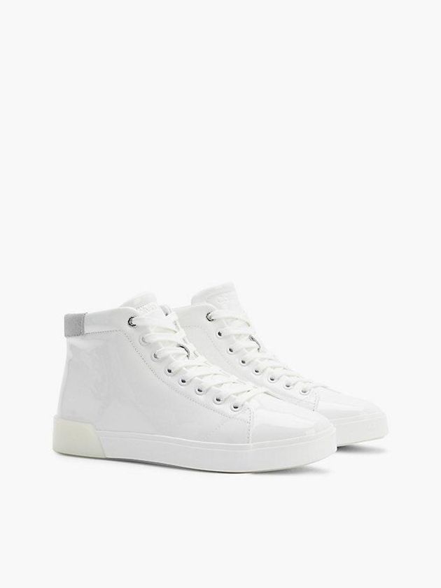 White Calvin Klein Leather High-Top Women Sneakers | UEQF-40267