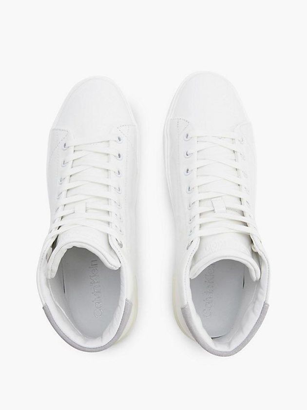 White Calvin Klein Leather High-Top Women Sneakers | UEQF-40267