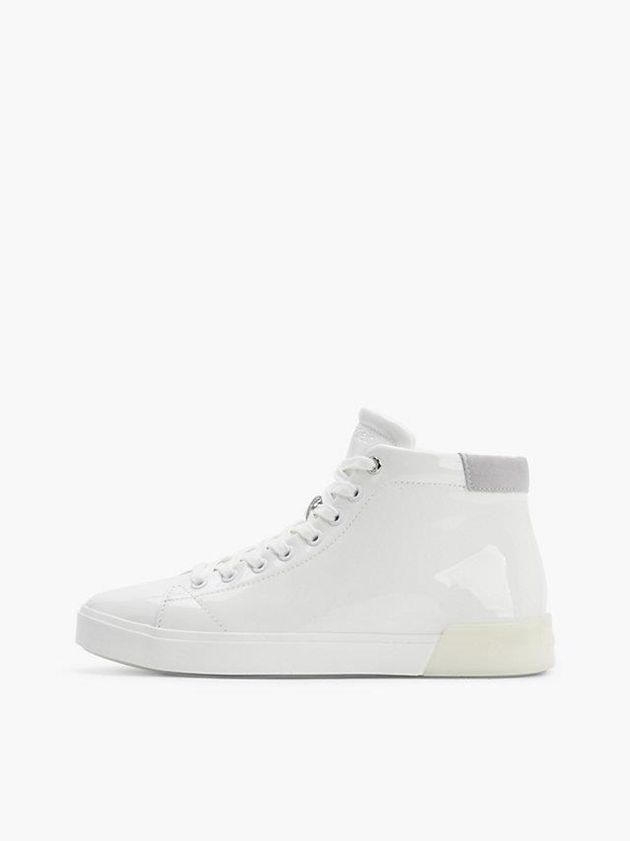 White Calvin Klein Leather High-Top Women Sneakers | UEQF-40267
