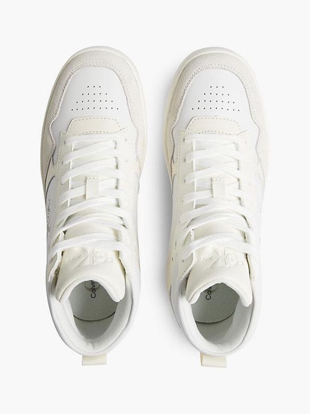 White Calvin Klein Leather High-Top Women Sneakers | KBXQ-98410