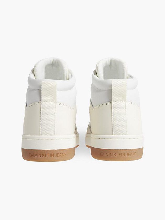 White Calvin Klein Leather High-Top Women Sneakers | KBXQ-98410