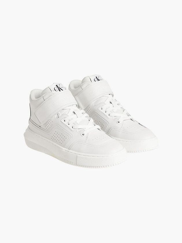 White Calvin Klein Leather High-Top Women Sneakers | NPQH-25716