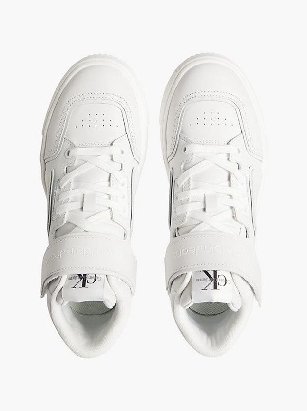 White Calvin Klein Leather High-Top Women Sneakers | NPQH-25716