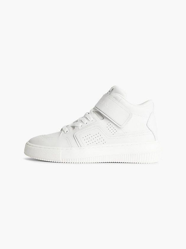 White Calvin Klein Leather High-Top Women Sneakers | NPQH-25716
