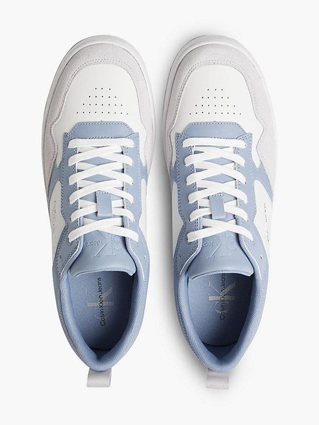 White Calvin Klein Leather Logo Men Sneakers | IDEG-63594