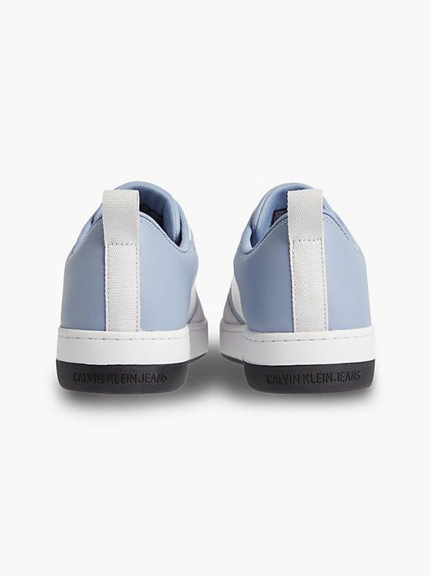 White Calvin Klein Leather Logo Men Sneakers | IDEG-63594