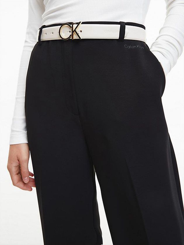 White Calvin Klein Leather Logo Women Belt | WCQZ-43196