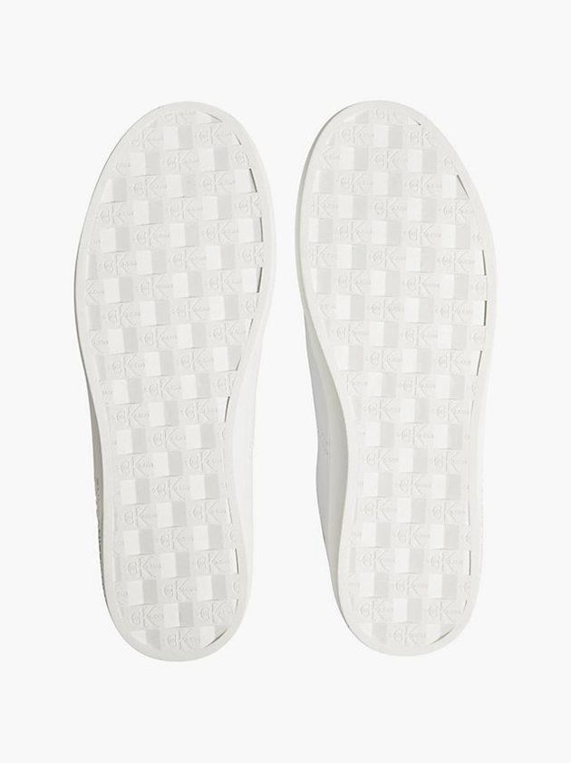 White Calvin Klein Leather Men Slip On | RTYF-84691