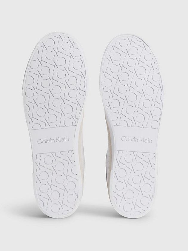 White Calvin Klein Leather Men Sneakers | WVCN-81925